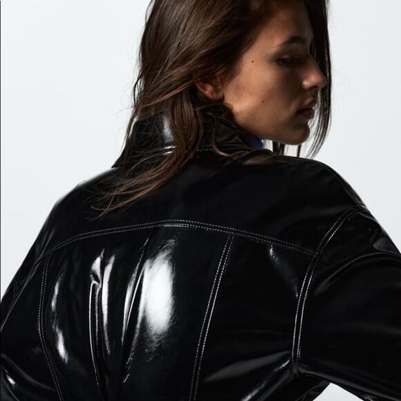 ZARA BLOGGER FAVORITE FAUX LEATHER DRESS BLACK - Picture 14 of 14